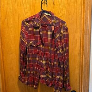 Maurices Red and Yellow Plaid Button Down Shirt